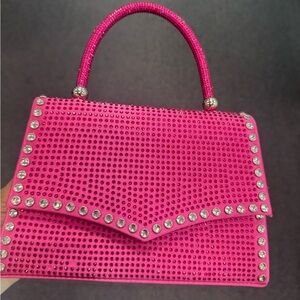 Pink Rhinestone Embellished Handbag